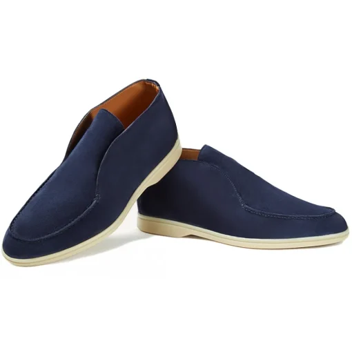 Viola Milano - Unlined City Suede Loafer - Navy - Handmade in Italy - Luxury Exclusive Collection - Avvenice^ Shoes