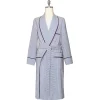 Viola Milano - Unlined Loro Piana Seersucker Dressing Gown - Sea/White - Handmade in Italy - Luxury Exclusive Collection - Avvenice^ Shirts