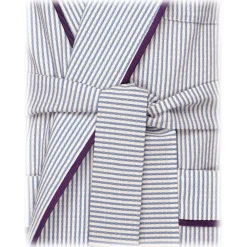 Viola Milano - Unlined Loro Piana Seersucker Dressing Gown - Sea/White - Handmade in Italy - Luxury Exclusive Collection - Avvenice^ Shirts
