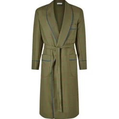 Viola Milano - Unlined Royal British Wool/Silk Dressing Gown - Green/Red Check - Handmade in Italy - Luxury Exclusive Collection - Avvenice^ Shirts