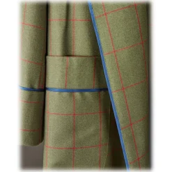 Viola Milano - Unlined Royal British Wool/Silk Dressing Gown - Green/Red Check - Handmade in Italy - Luxury Exclusive Collection - Avvenice^ Shirts
