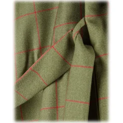 Viola Milano - Unlined Royal British Wool/Silk Dressing Gown - Green/Red Check - Handmade in Italy - Luxury Exclusive Collection - Avvenice^ Shirts
