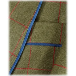 Viola Milano - Unlined Royal British Wool/Silk Dressing Gown - Green/Red Check - Handmade in Italy - Luxury Exclusive Collection - Avvenice^ Shirts
