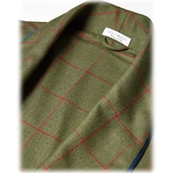 Viola Milano - Unlined Royal British Wool/Silk Dressing Gown - Green/Red Check - Handmade in Italy - Luxury Exclusive Collection - Avvenice^ Shirts