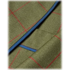 Viola Milano - Unlined Royal British Wool/Silk Dressing Gown - Green/Red Check - Handmade in Italy - Luxury Exclusive Collection - Avvenice^ Shirts