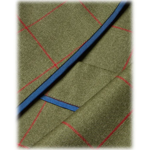 Viola Milano - Unlined Royal British Wool/Silk Dressing Gown - Green/Red Check - Handmade in Italy - Luxury Exclusive Collection - Avvenice^ Shirts