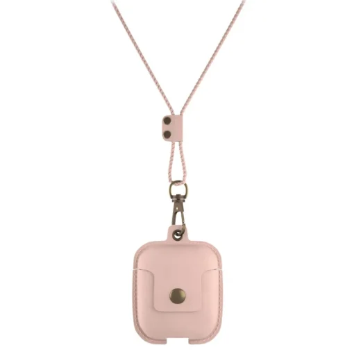 Woodcessories - AirCase - Premium AirPod Leather Necklace Eco Case - Nude Rose - QI Wireless Charging Technology - High Quality - Avvenice^ Audio