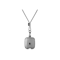 Woodcessories - AirCase - Premium AirPod Leather Necklace Eco Case - Stone Grey - QI Wireless Charging Technology - High Quality - Avvenice