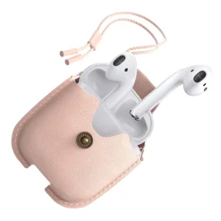 Woodcessories - AirCase - Premium AirPod Leather Necklace Eco Case - Nude Rose - QI Wireless Charging Technology - High Quality - Avvenice^ Audio