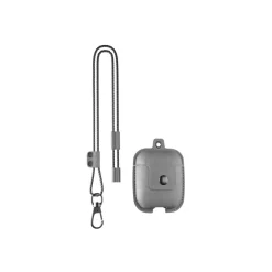 Woodcessories - AirCase - Premium AirPod Leather Necklace Eco Case - Stone Grey - QI Wireless Charging Technology - High Quality - Avvenice