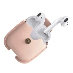 Woodcessories - AirCase - Premium AirPod Leather Necklace Eco Case - Nude Rose - QI Wireless Charging Technology - High Quality - Avvenice^ Audio