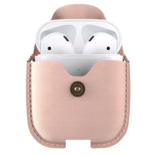 Woodcessories - AirCase - Premium AirPod Leather Necklace Eco Case - Nude Rose - QI Wireless Charging Technology - High Quality - Avvenice^ Audio