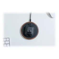 Woodcessories - AirCase - Premium AirPod Leather Necklace Eco Case - Stone Grey - QI Wireless Charging Technology - High Quality - Avvenice