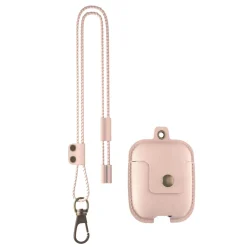 Woodcessories - AirCase - Premium AirPod Leather Necklace Eco Case - Nude Rose - QI Wireless Charging Technology - High Quality - Avvenice^ Audio