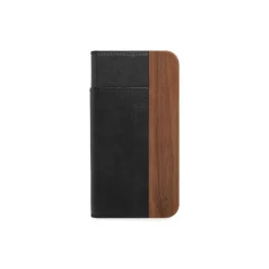 Woodcessories - Eco Wallet Flip Cover - Real Wood and Leather - Rich Walnut - iPhone XS Max - Eco Case - Flip Collection - Avvenice