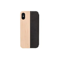 Woodcessories - Eco Wallet Flip Cover - Real Wood and Leather - Maple - iPhone XS Max - Eco Case - Flip Collection - Avvenice^ Case