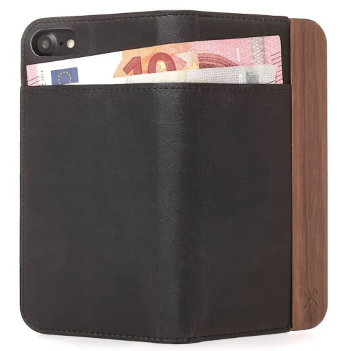 Woodcessories - Eco Wallet Flip Cover - Real Wood and Leather - Rich Walnut - iPhone 8 Plus / 7 Plus - Eco Case - Avvenice