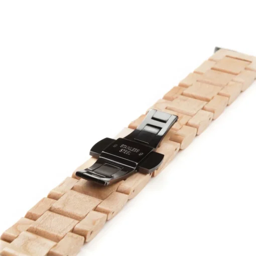 Woodcessories - Maple / Black - Wooden Apple Watch Band 38 mm - Eco Strap - Stainless Steel - Wooden Apple Watch Strap - Avvenice