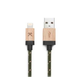 Woodcessories - Maple / Green / Brown - Wooden Mfi Lightning Cable 1.2 m - Eco Cable - Wooden Apple USB Lighting Cable - Avvenice^ Accessories