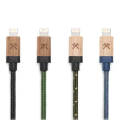 Woodcessories - Maple / Green / Brown - Wooden Mfi Lightning Cable 1.2 m - Eco Cable - Wooden Apple USB Lighting Cable - Avvenice^ Accessories