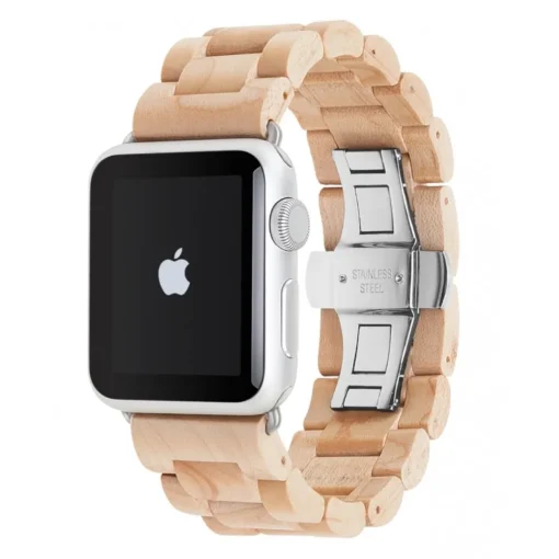 Woodcessories - Maple / Silver - Wooden Apple Watch Band 38 mm - Eco Strap - Stainless Steel - Wooden Apple Watch Strap - Avvenice^ Accessories