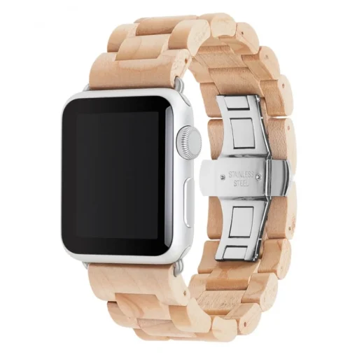Woodcessories - Maple / Silver - Wooden Apple Watch Band 38 mm - Eco Strap - Stainless Steel - Wooden Apple Watch Strap - Avvenice^ Accessories