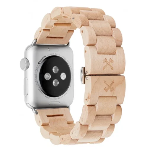 Woodcessories - Maple / Silver - Wooden Apple Watch Band 38 mm - Eco Strap - Stainless Steel - Wooden Apple Watch Strap - Avvenice^ Accessories