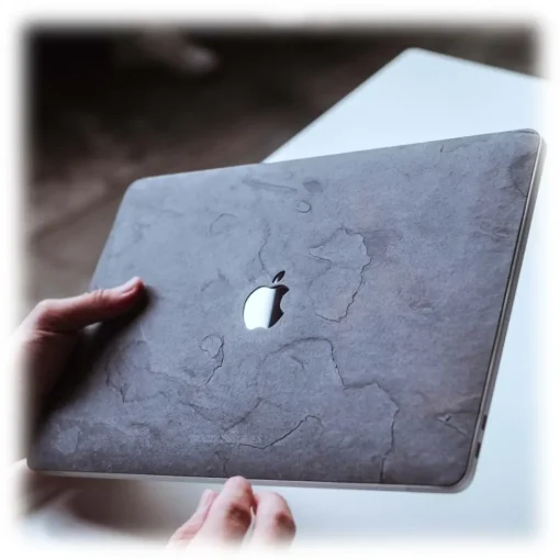 Woodcessories - Real Stone MacBook Cover - Camo Gray - MacBook 15 Pro Touchbar - Eco Skin Stone - Apple Logo - Avvenice^ Skin