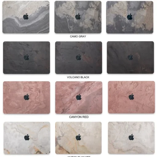 Woodcessories - Real Stone MacBook Cover - Antique White - MacBook 13 Pro Retina - Eco Skin Stone - Apple Logo - Avvenice^ Skin