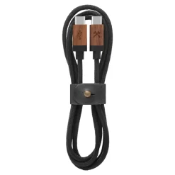 Woodcessories - Walnut / Black - Wooden USB C Cable 1.2 m - Eco Cable - Wooden Apple USB Lighting Cable - Avvenice^ Accessories