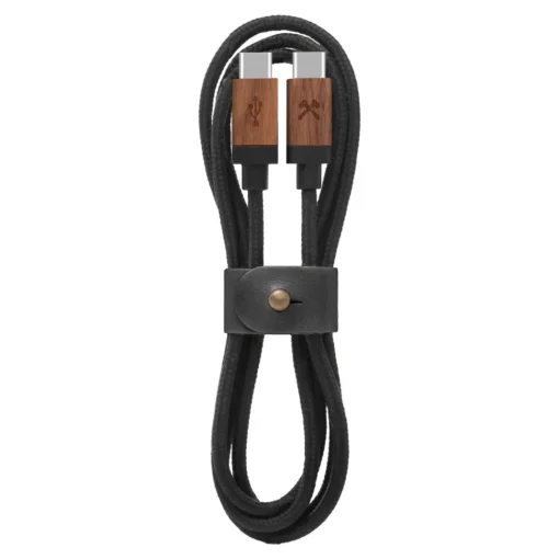 Woodcessories - Walnut / Black - Wooden USB C Cable 1.2 m - Eco Cable - Wooden Apple USB Lighting Cable - Avvenice^ Accessories