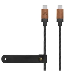 Woodcessories - Walnut / Black - Wooden USB C Cable 1.2 m - Eco Cable - Wooden Apple USB Lighting Cable - Avvenice^ Accessories