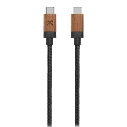 Woodcessories - Walnut / Black - Wooden USB C Cable 1.2 m - Eco Cable - Wooden Apple USB Lighting Cable - Avvenice^ Accessories