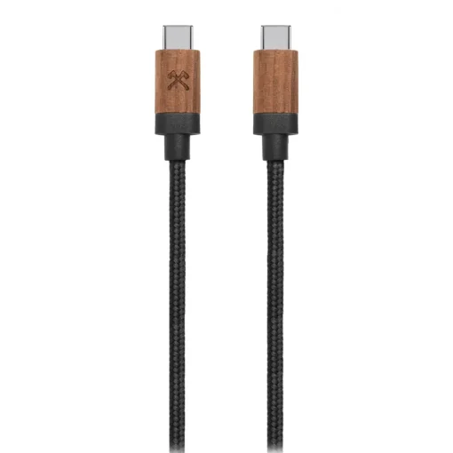 Woodcessories - Walnut / Black - Wooden USB C Cable 1.2 m - Eco Cable - Wooden Apple USB Lighting Cable - Avvenice^ Accessories