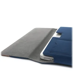 Woodcessories - Walnut / Blue Navy Leather / MacBook Bag - MacBook 13 Pro Ret - Eco Pouch Case - Wooden MacBook Bag - Avvenice