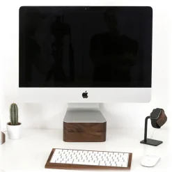 Woodcessories - Walnut / Premium Wooden iMac Stand - MacBook 27 - Eco Foot - Wooden MacBook Support - Avvenice^ Desk Supplies