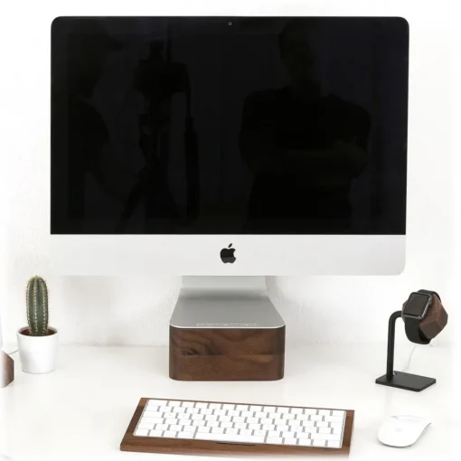 Woodcessories - Walnut / Premium Wooden iMac Stand - MacBook 27 - Eco Foot - Wooden MacBook Support - Avvenice^ Desk Supplies