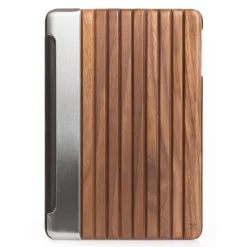 Woodcessories - Walnut / Silver Metal / Leather / Transclucent Hardcover - iPad Mini 1-3 - Flip Case - Eco Guard Metal & Wood - Avvenice^ Skin