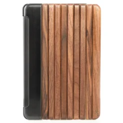 Woodcessories - Walnut / Silver Metal / Leather / Black Hardcover - iPad Mini 4 - Flip Case - Eco Guard Metal & Wood - Avvenice^ Skin