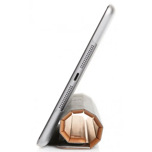 Woodcessories - Walnut / Silver Metal / Leather / Transclucent Hardcover - iPad Mini 1-3 - Flip Case - Eco Guard Metal & Wood - Avvenice^ Skin