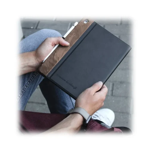 Woodcessories - Walnut and Leather Hard Cover - iPad Air 2 - Flip Case - Eco Flip Leather and Wood - Avvenice^ Skin