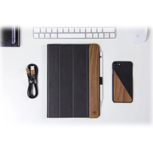 Woodcessories - Walnut and Leather Hard Cover - iPad Air 2 - Flip Case - Eco Flip Leather and Wood - Avvenice^ Skin