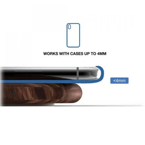 Woodcessories - Wireless Charging Station Dock Qi (10W) - Walnut & Leather - Real Wood Premium Eco Pad - iPhone - Samsung - Avvenice