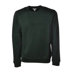 Woolrich - Crewneck Sweatshirt with Logo - Green - Luxury Exclusive Collection - Avvenice^ Sweatshirts
