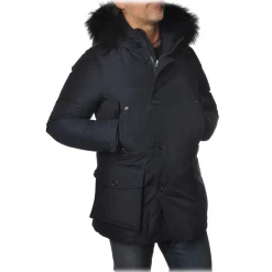 Woolrich - Parka Jacket with Hood and Fox Fur - Blue - Jacket - Luxury Exclusive Collection - Avvenice^ Jackets