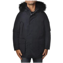 Woolrich - Parka Jacket with Hood and Fox Fur - Blue - Jacket - Luxury Exclusive Collection - Avvenice^ Jackets
