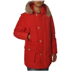 Woolrich - Parka with Hood and Contrast Buttons  - Red - Jacket - Luxury Exclusive Collection - Avvenice