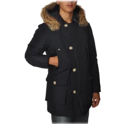 Woolrich - Parka with Hood and Contrast Buttons  - Blue - Jacket - Luxury Exclusive Collection - Avvenice^ Jackets