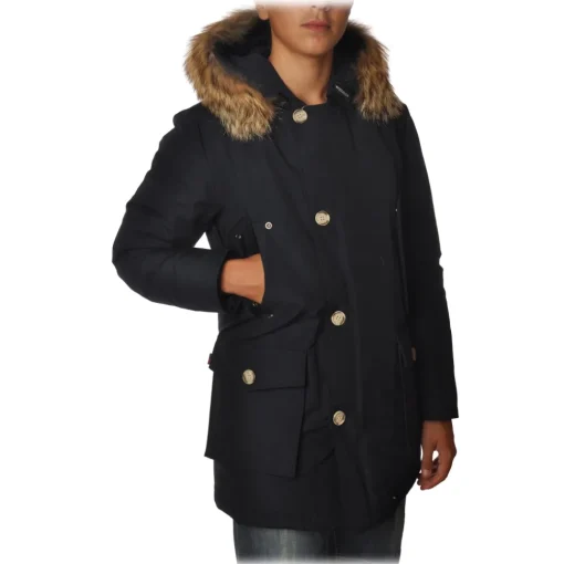 Woolrich - Parka with Hood and Contrast Buttons  - Blue - Jacket - Luxury Exclusive Collection - Avvenice^ Jackets