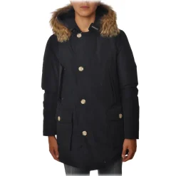 Woolrich - Parka with Hood and Contrast Buttons  - Blue - Jacket - Luxury Exclusive Collection - Avvenice^ Jackets